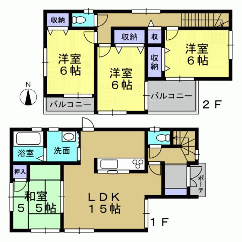 Floor plan. 24,800,000 yen, 4LDK, Land area 100.45 sq m , Building area 90.72 sq m 4LDK