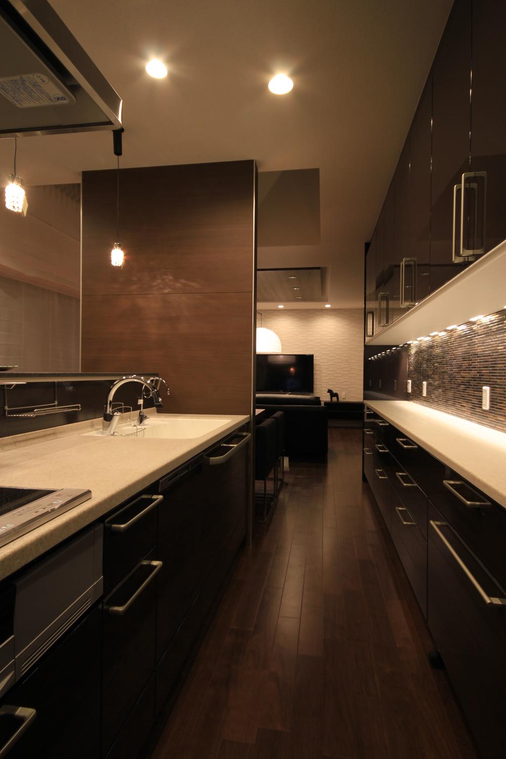 Kitchen. IH cooking heater, Kitchen with advanced equipment, such as dish washing dryer and fulfilling. Equipped with rear storage of large capacity