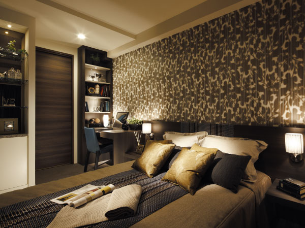 Interior.  [Western style room] The main bedroom is ensuring the breadth of bed put two. So to be able to live comfortably, It was also consideration in the housing.  ※ 1 ※ 1: Model Room J type ・ Menu plan 6 (free of charge ・ Application deadline Yes) ・ Rustic Modern, Including paid option (application deadline Yes). Photo was added to the CG processing, In fact a slightly different.