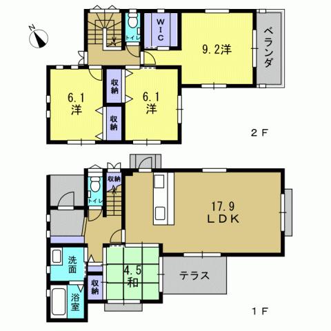 Floor plan. 34,900,000 yen, 4LDK, Land area 136.94 sq m , Building area 136.94 sq m 4LDK