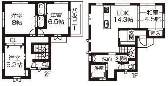 Floor plan. 26,800,000 yen, 4LDK, Land area 103.07 sq m , Building area 97.71 sq m 4LDK