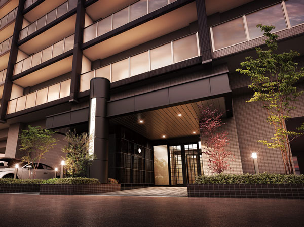 Shared facilities.  [Entrance to expressively Escort] Entrance approach, On both sides to lay out the green of planting space, Adopted granite polished finish to enhance the magnificent to the wall. The light of soft down lights if both night. Live person, Then gently escort the visitors. (Entrance Rendering)