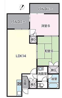 Floor plan. 2LDK, Price 4.9 million yen, Occupied area 54.01 sq m , Balcony area 8.23 sq m floor plan