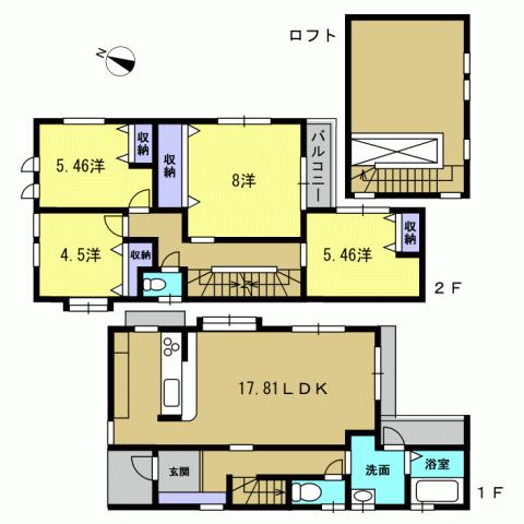Floor plan. 32,200,000 yen, 4LDK, Land area 124.9 sq m , Building area 101.85 sq m 4LDK