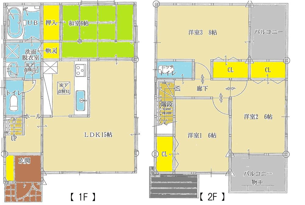 Floor plan. 24,800,000 yen, 4LDK, Land area 146.09 sq m , Building area 95.58 sq m parking space 2 units can be.