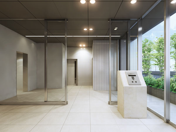 Shared facilities.  [Entrance Hall Rendering] Green overflows to the bright light of space. Open-minded Hall feel the spread is the space design that combines the brightness and elegance to incorporate the light from the outside.