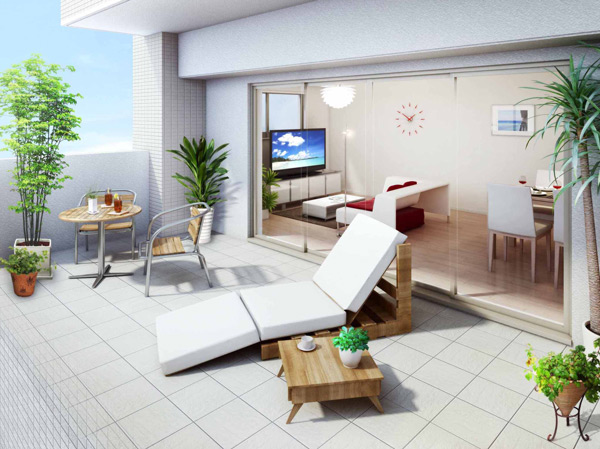 Room and equipment. On the ground floor dwelling units south, Offer a depth of about 3m thing tiled terrace. When integrated with the LDK, You can produce a further spread. Also, Very convenient because it can also enter and exit to the outside from the terrace. I am happy space that can be utilized in single-family feeling. (Rendering)