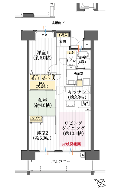 Floor: 3LDK, occupied area: 65.96 sq m, Price: 28,440,000 yen ~ 34,120,000 yen