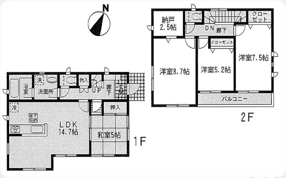Floor plan. 26,800,000 yen, 4LDK + S (storeroom), Land area 149.89 sq m , Building area 97.19 sq m