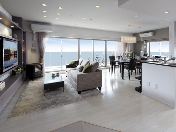 Living.  [living ・ dining] Befitting the family of the main stage, Achieve light and wind is a pleasant open space. (Model Room K type)