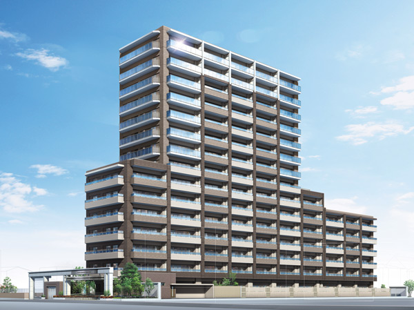 Shared facilities.  [Fusion of beauty and comfort, Create a landscape that lead to the next generation] In the of varying height characteristic form of the building, Divided paste the different tile color tones, Facade design with a contrast of light and shade. By adopting the glass handrail in part to be the accent, such as the upper portion and the corner dwelling unit, We designed a light impression. further, It arranged the planting around the site, It creates a moisture rich landscape. (Exterior view)