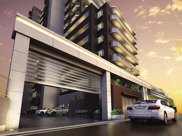 Shared facilities.  [The entrance of the parking lot, Installed an ultra-high-speed shutter gate] The parking lot entrance, It installed an ultra-high-speed shutter gate of electric elevating to open in about one second. Open the remote control operation from the car, This system closes automatically after passing through. (Shutter gate Rendering)
