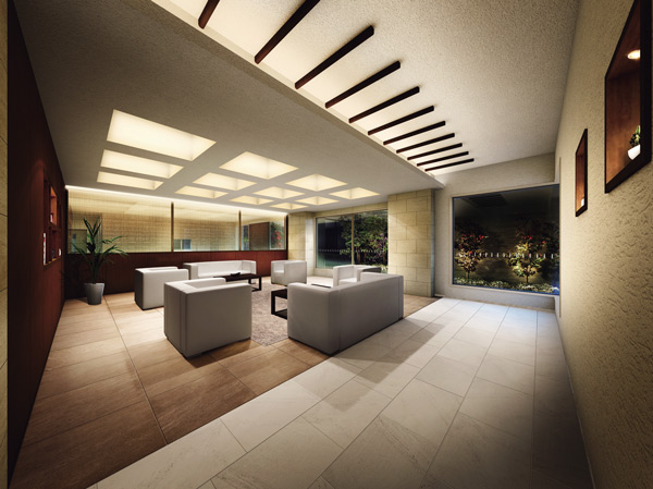 Shared facilities.  [Relaxing and relax, Lounge space of independent design] Lounge to spend moments of relaxation is, Independent luxury design from the Hall. Tree control panel of the wall, It will also produce a warmth in a sophisticated atmosphere. While staying indoors, As can be felt the nature of peace, Place the planting through the window. It can be used as a meeting place and chat of place with the guest. (Lounge Rendering)