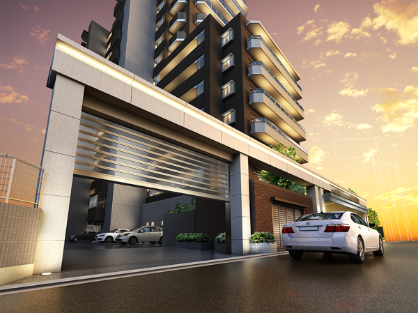 Installing a remote-control "shutter gate" (rendering) is in the parking lot entrance