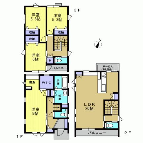 Floor plan. 43,600,000 yen, 4LDK, Land area 106.16 sq m , Building area 120.89 sq m 4LDK