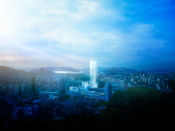 Surrounding environment. Hiroshima Station south exit, High-rise tower residence is born in the land of the entrance. Area redevelopment proceeds will increase now also more and more convenience. (Hiroshima Station south exit B block first-class urban redevelopment project is scheduled for completion in June 2016) ※ Listings appearance illustrations CG causing draw based on the drawings of the planning stage to the photograph of the south direction from Futaba Mountain (October 2013 shooting) synthesis ・ Which was processed, In fact a slightly different. Also, Surrounding environment ・ View might change in the future.