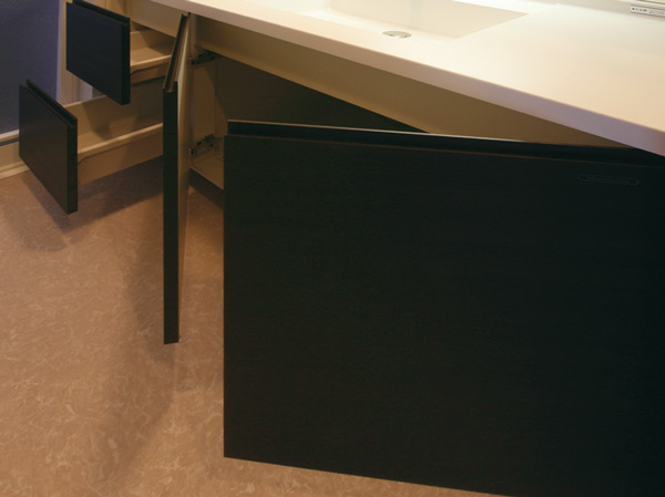 Bathing-wash room.  [Door type cabinet] The vanity bottom, We established the cabinet of good door types of usability.