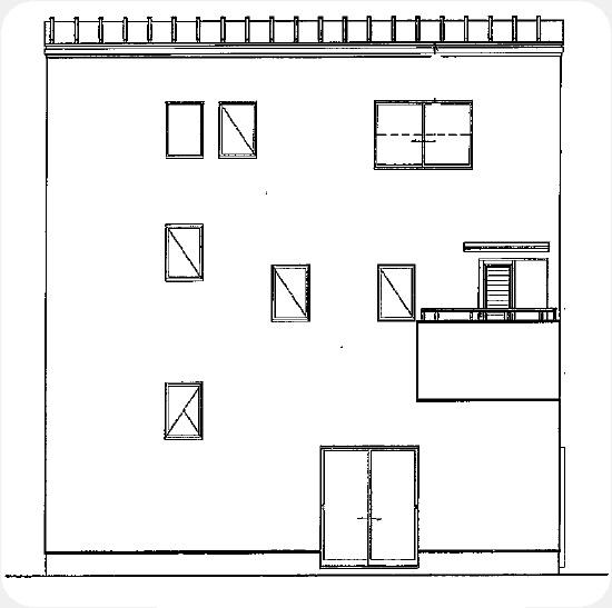 Rendering (appearance). West side elevational view