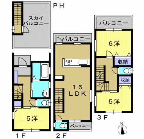 Floor plan. 28.5 million yen, 3LDK, Land area 51.93 sq m , Building area 82.95 sq m 3LDK