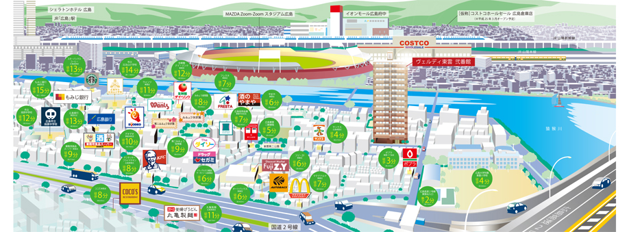 Which was raised to draw on the basis of the local surrounding illustrated map (Map, In fact the different. July 2012 created) lifestyle convenience facilities around local is set, Live in very convenient! !