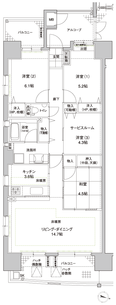 Floor: 3LDK + S, the occupied area: 83.82 sq m, Price: 36,590,000 yen ~ 41,160,000 yen