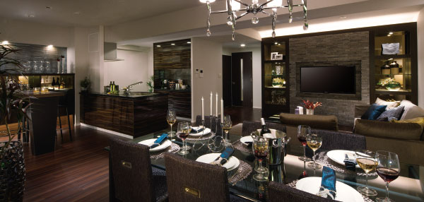 Living.  [LIVING DINING] Infinitely to the rich life. Taste of the good everyday. To the new private residence to further brighten the life. (Publication photograph of which was taken the model room F type, Design changes and option equipment (paid ・ A thing of the specification, including the application deadline Yes). )