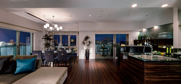 Living.  [LIVING DINING] Also similar to the twinkling star, Cities spinning mellow drama night view. (Outside the window of view is that the CG synthesizing a photograph taken from the height of the local 14th floor equivalent, In fact a slightly different. )