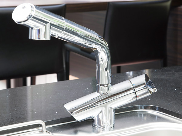 Kitchen.  [Washing-integrated water purifier] Well-designed, High-performance model. In head tip push button of, You can easily switch of three ways, such as raw water and water purification.