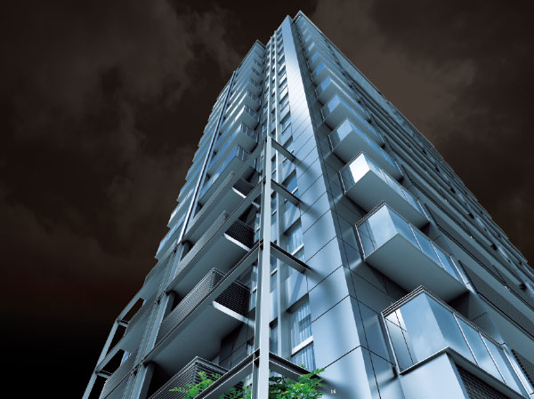 Shared facilities.  [Sense of beauty to draw the city center in the background Shintei] A New landscape that is written to the familiar supposed to city center. It is projected vividly even in view of the coming and going people. Presence should assert precisely because mansion to be built on this land, "The Hiroshima ・ Accentuate the creative value of the mark ". (Exterior view)