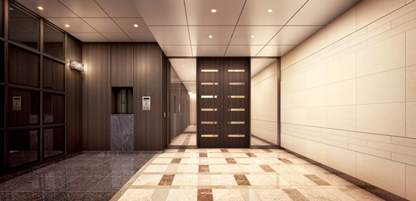 Shared facilities.  [ENTRANCE HALL] I greeted the VIP, Appropriate to send, Co-star of sophistication and elegance. (Rendering)