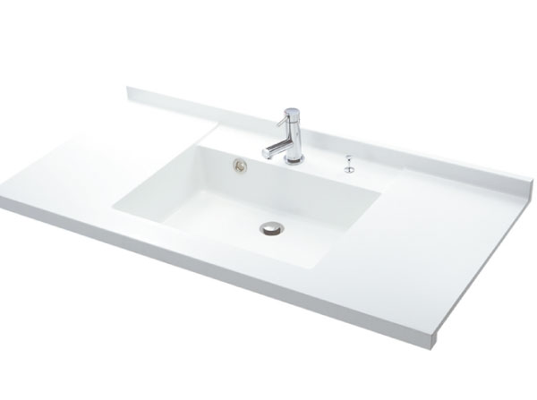 Bathing-wash room.  [Integrally molded type counter] Adopt an integrated mold counter that combines the ease and ease-of-use of care. It is also easy to distinguish the wet area and dry area. (Same specifications)