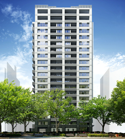 Shared facilities.  [Honor the lush green of Hiroshima symbol Street, Peace Boulevard] Peace Boulevard across the center of Hiroshima, Such as the Hiroshima Flower Festival and Hiroshima Dreamination will be held, There will be as many people visit. <Socio Tower Nakamachi> is the location that the verge along the Peace Boulevard. Life of overlooking the green of healing and events realized throughout the year. In addition to the day-to-day active life, Living feel the flow of the slow time, It is one of the few living conditions among the urban property. (Exterior view)