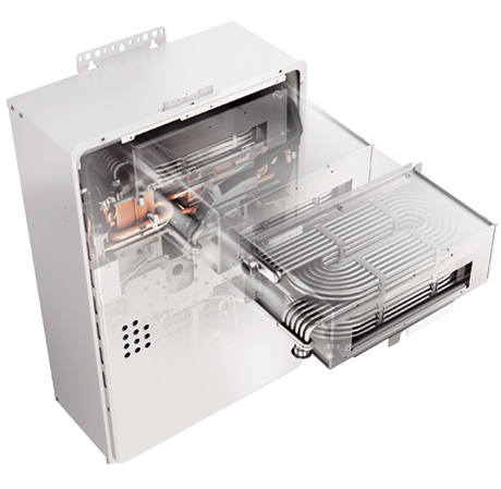 Other.  [Eco Jaws] Re-use about 200 ℃ of the exhaust heat that is discharged from the water heater upper portion in the air. About 95% of the thermal efficiency eco Jaws was pulled up to the (company's conventional about 80%), About 12% cut in CO2 emissions. (Conceptual diagram)
