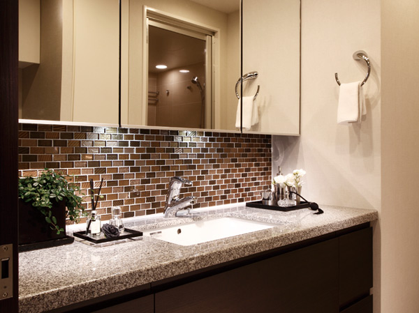 Bathing-wash room.  [Powder Room] Adopt the design of sophisticated and advanced functions in the water around the facility. Not only the convenience, Freshness and care of the ease of a feeling of use is also, You can feel as part of the life of the quality