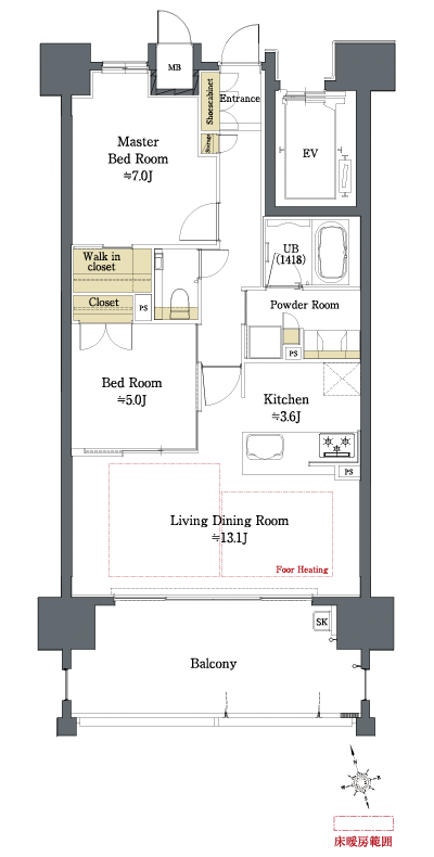 Floor: 2LDK, occupied area: 66.91 sq m, Price: TBD