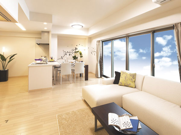 Living.  [living ・ dining] Living that expresses a commitment space to enjoy the luxury of "living" ・ dining. Gathering family, Talking, Relax Community Room. (Building in the model room B type / Photo is slightly different from the actual are subjected to some CG processing)