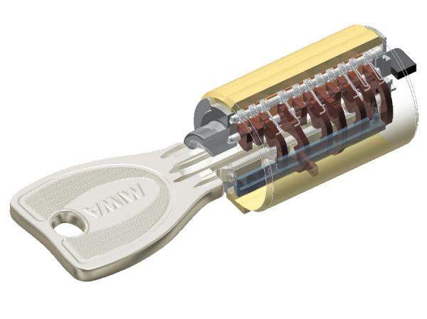 Security.  [Dimple key] Adopt a dimple key that corresponds to the picking damage to the front door. Because there is a complex key pattern of 100 billion ways, Keep a copy of the key is high difficult security. (Conceptual diagram)