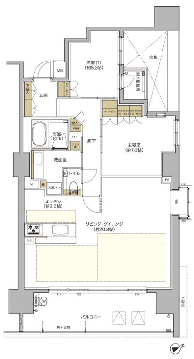 Floor: 2LDK, occupied area: 83.77 sq m, Price: 42,300,000 yen ・ 45,500,000 yen