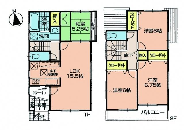 Floor plan. 30,800,000 yen, 4LDK, Land area 100.34 sq m , Building area 93.95 sq m