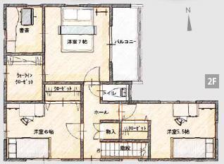 Floor plan. 33,900,000 yen, 3LDK, Land area 97.35 sq m , Not only the building area 99.77 sq m accommodated in each room is attached, The main bedroom with den. And proposes a hobby or work only dream of the room.