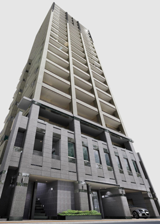 Shared facilities.  [Exterior - Rendering] The color of the outer wall surface put in an appearance on top of the street trees, Use the tile of Grayish cream feel more alert in bright sunshine, The upper floors were served with Marion-like accent, such as passing to the sky emphasize the four pillars.