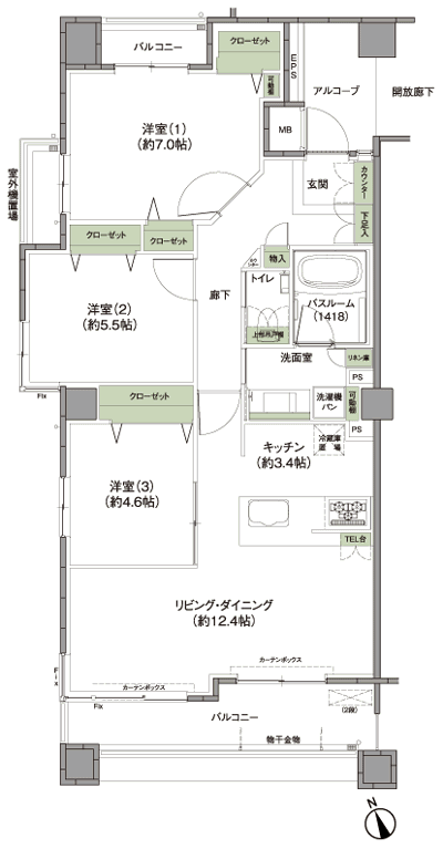 Floor: 3LDK, occupied area: 76.47 sq m, Price: 43.6 million yen