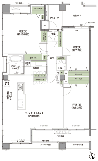 Floor: 3LDK, occupied area: 107.09 sq m, Price: 82.4 million yen