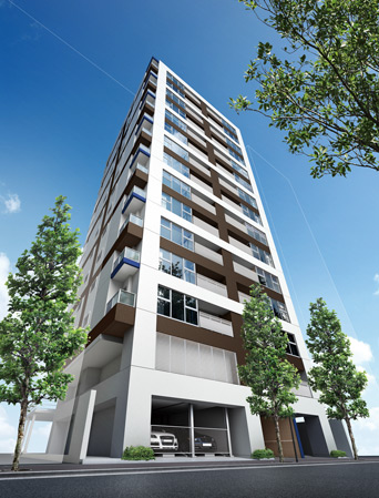 Shared facilities.  [Exterior - Rendering] Modern design line has become accent, Sharp form will impress the new downtown lifestyle.