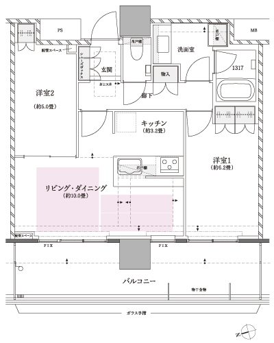 Floor: 2LDK, occupied area: 56.87 sq m, Price: TBD
