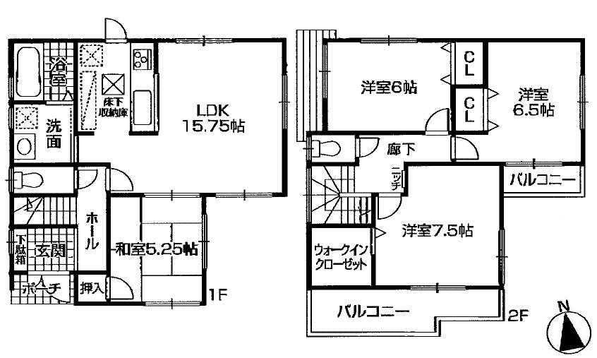 Floor plan. 31,800,000 yen, 4LDK, Land area 100.35 sq m , Building area 95.58 sq m