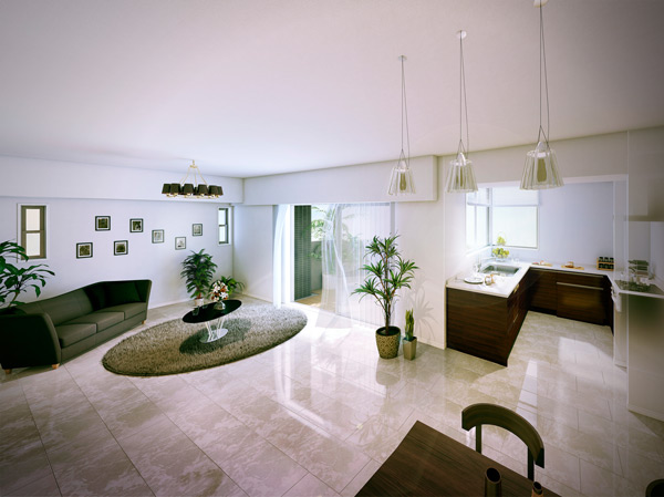 Living.  [living ・ dining] It increases the degree of freedom of living in that there is a clear, The possible use of living space tailored to the lifestyle.  ※ In fact a slightly different. (B type Rendering)