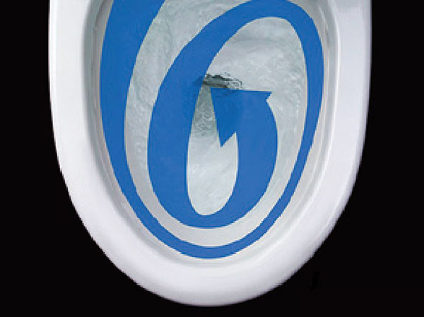 Toilet.  [Maru wash washing] Rinse the dirt of the bowl over the entire surface in the strong water flow, such as swirling. (Conceptual diagram)