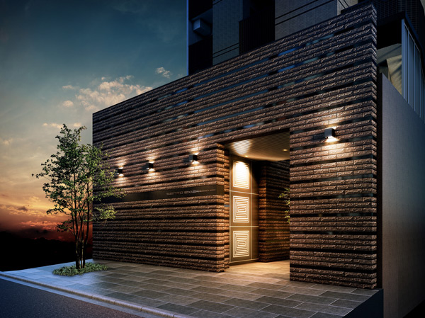 Shared facilities.  [Abode exactly, Downtown hideaway] Entrance of concept to show the calm appearance of the "urban retreat". In status realism design, The boundary between the town of hustle and bustle was shaped consciously. Invite you to a private residence that has been wrapped in the tranquility and peace to those who live here. (Approach Rendering)