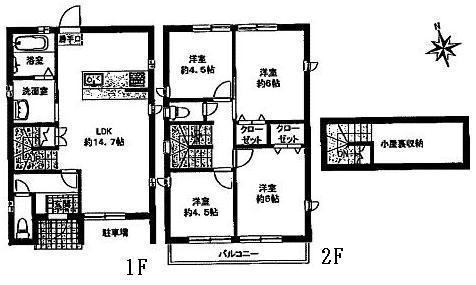 Floor plan. 29,900,000 yen, 4LDK, Land area 80 sq m , Building area 89.42 sq m